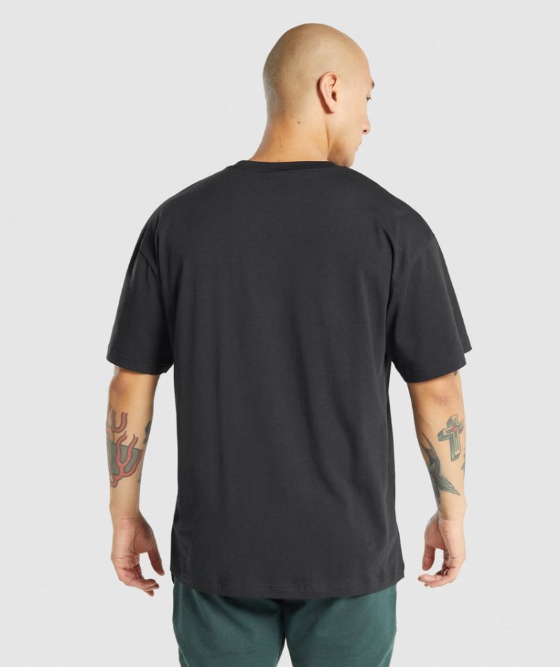 Men's Gymshark Essential Oversized T-Shirts Black | CA 68N5D0